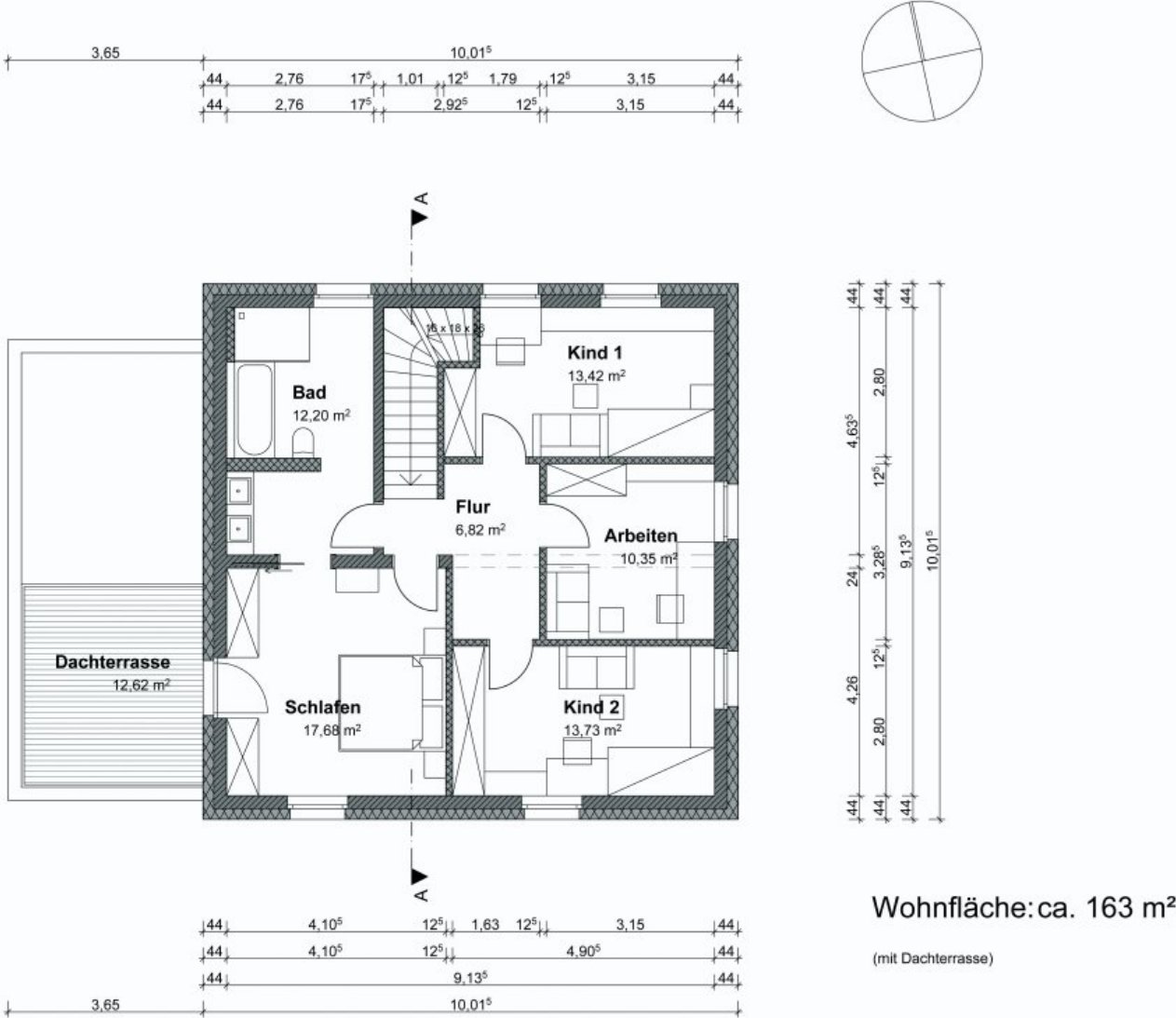 Grundriss Obergeschoss, beispielhaft